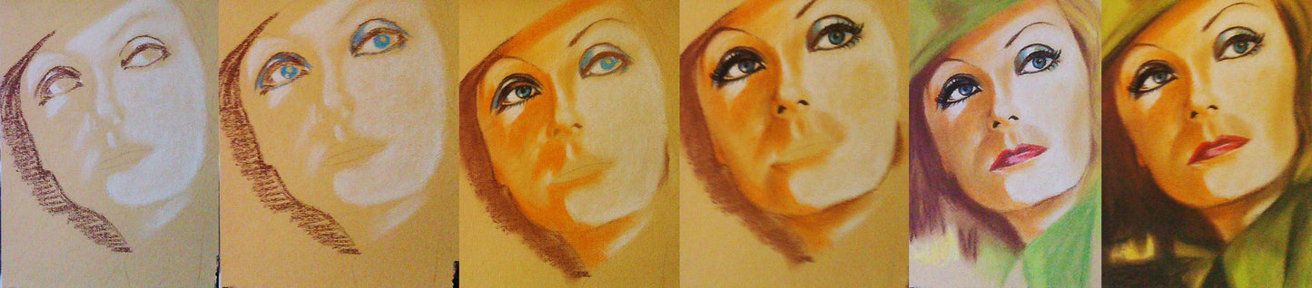 Greta Garbo, Queen Christina, ORIGINAL Pastel drawing, Artwork by Svetlana Pelin