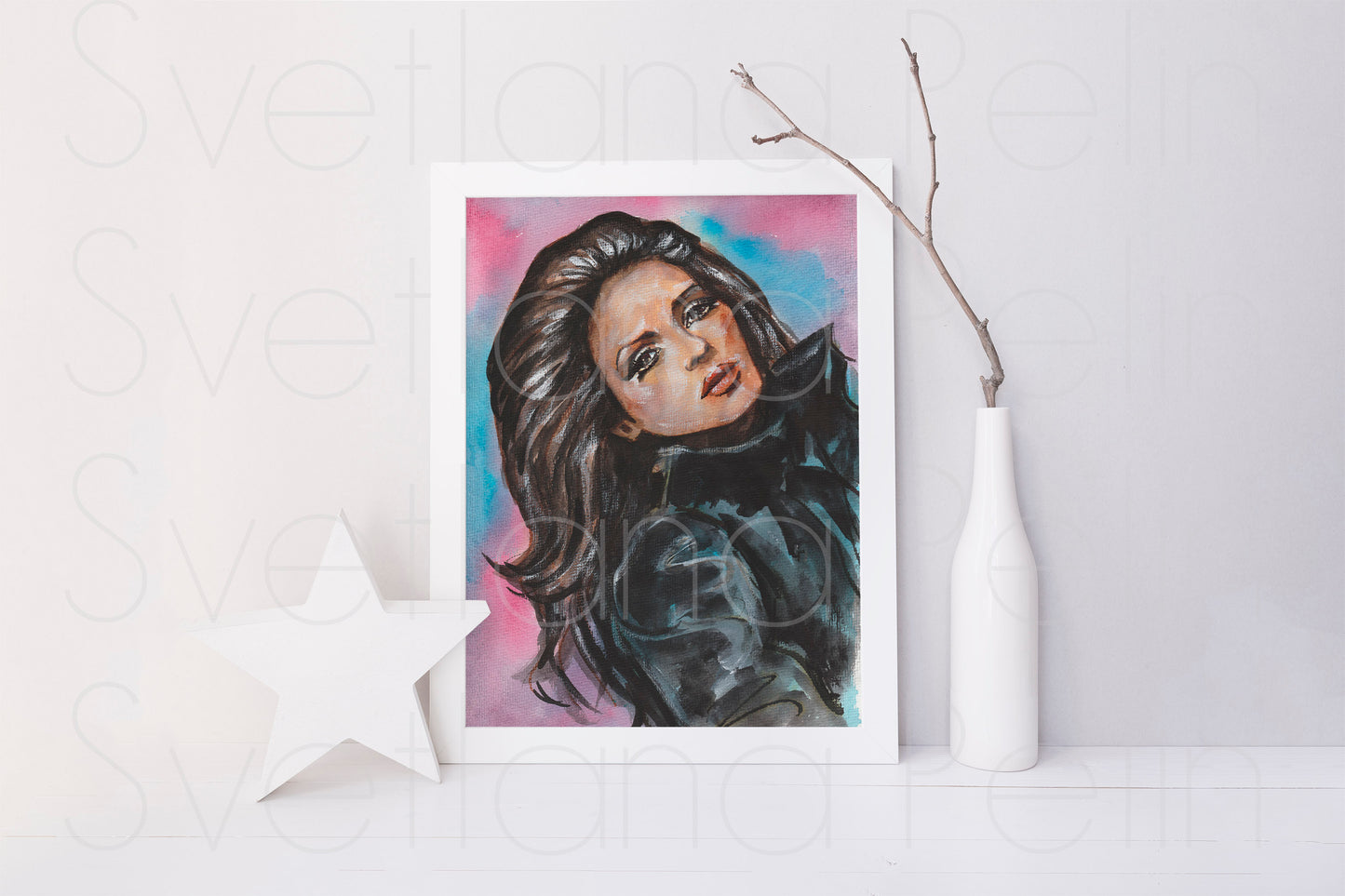 Gia Marie Carangi, ORIGINAL Watercolor Painting, Artwork by Svetlana Pelin