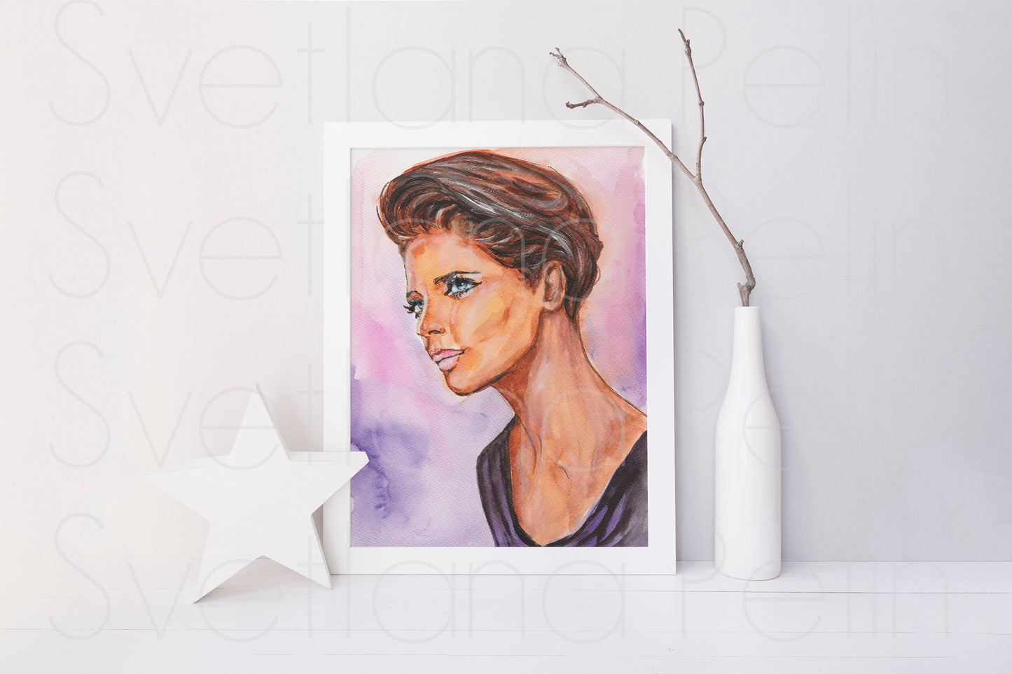 Isabella Rossellini, ORIGINAL Watercolor Painting, Artwork by Svetlana Pelin