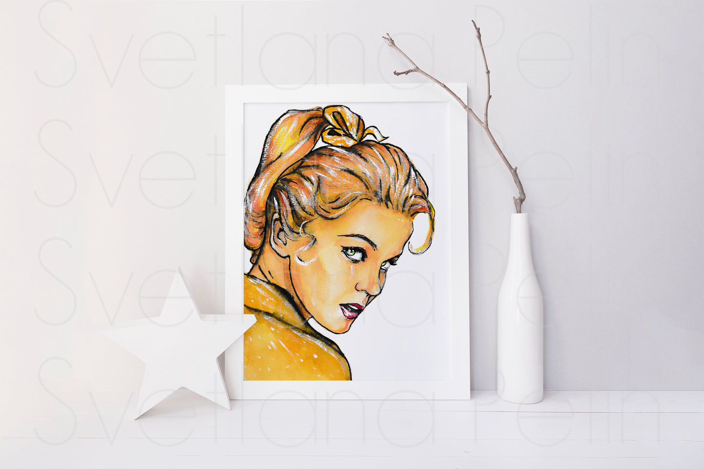 Ann-Margret, ORIGINAL Watercolor Painting, Artwork by Svetlana Pelin