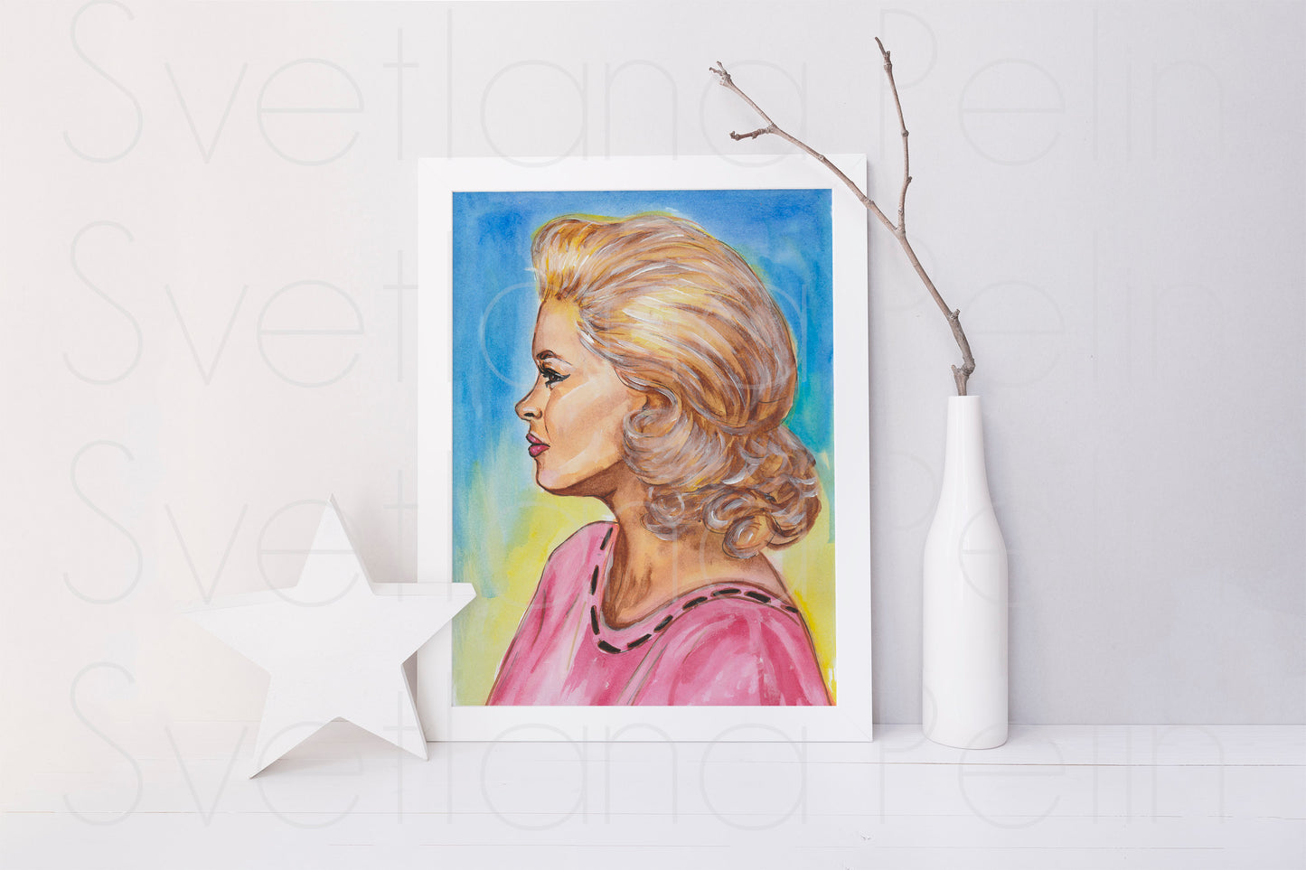 Jayne Mansfield, ORIGINAL Watercolor Painting, Artwork by Svetlana Pelin