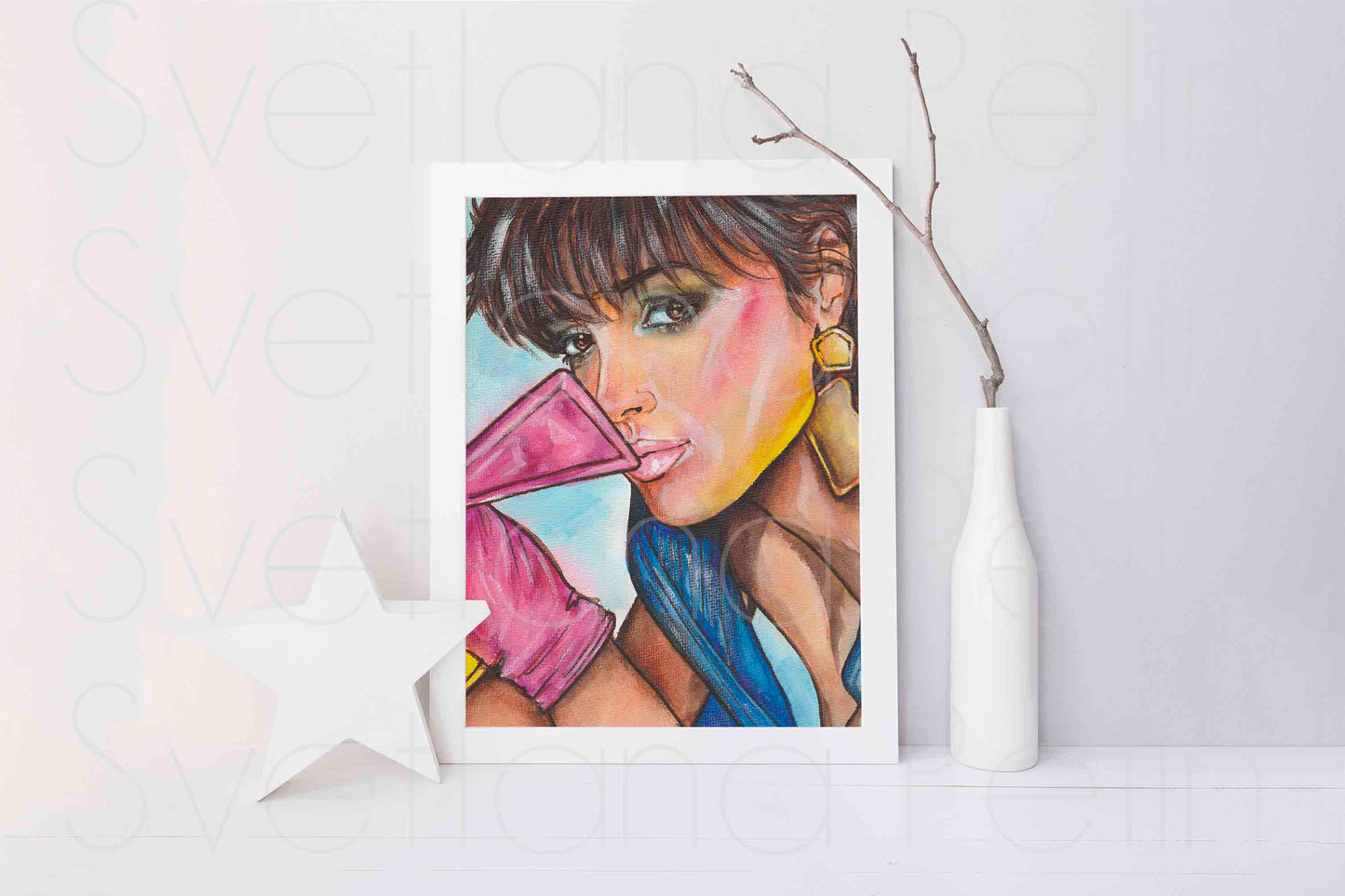Jennifer Beals, ORIGINAL Watercolor Painting, Artwork by Svetlana Pelin