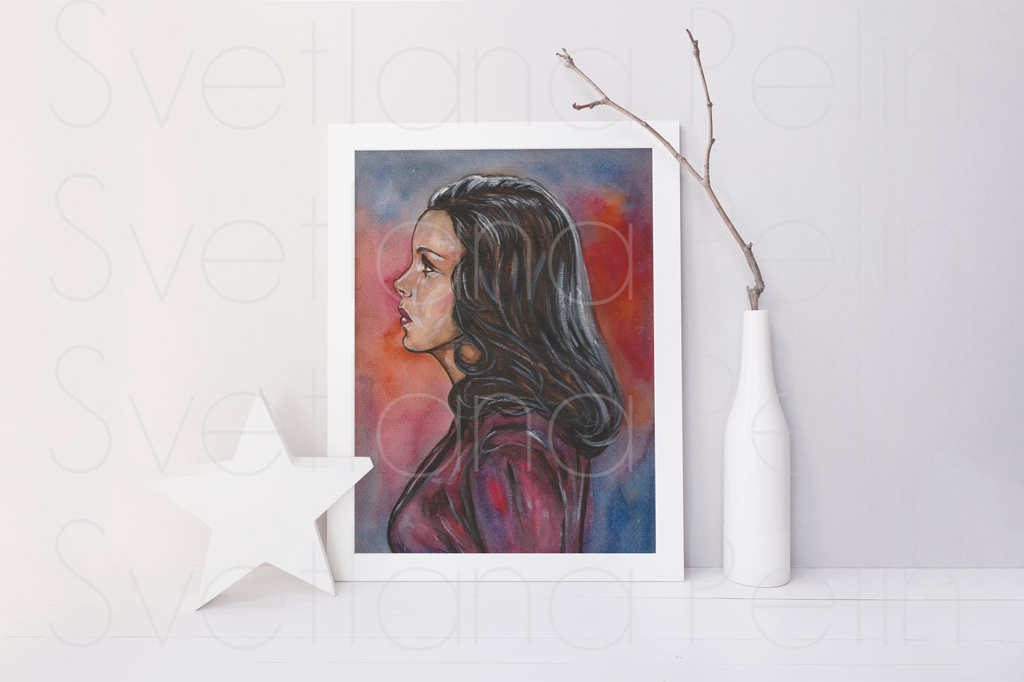 Judy Garland, ORIGINAL Watercolor Painting, Artwork by Svetlana Pelin
