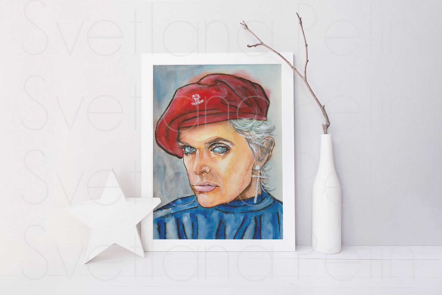 Billy Idol, ORIGINAL Watercolor Painting, Artwork by Svetlana Pelin