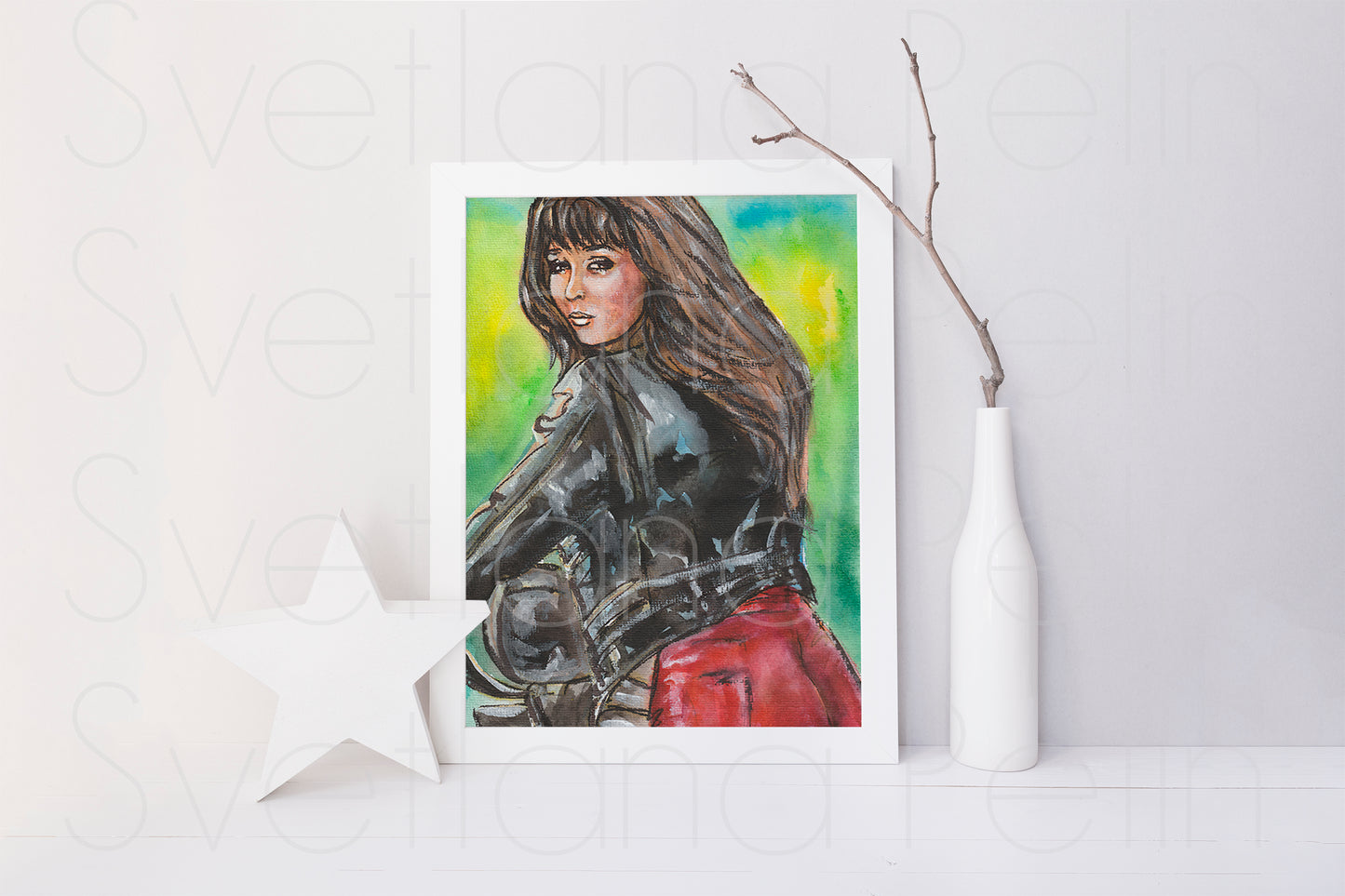 Beverly Hills, Shannen Doherty, ORIGINAL Watercolor Painting by Svetlana Pelin
