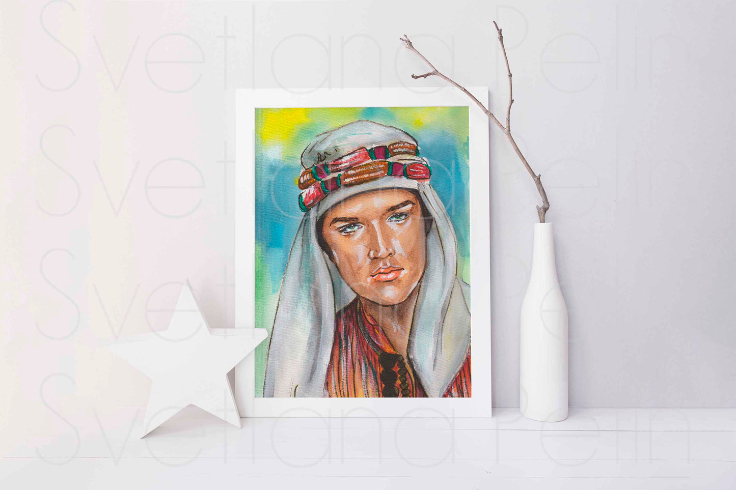 Elvis Presley, Harum Scarum, ORIGINAL Watercolor Painting, Artwork by Svetlana Pelin