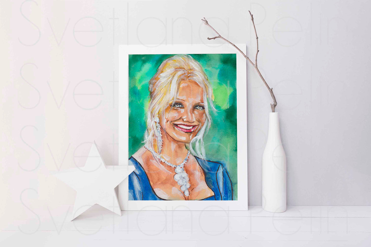 Cameron Diaz, The Mask, ORIGINAL Watercolor Painting, Artwork by Svetlana Pelin