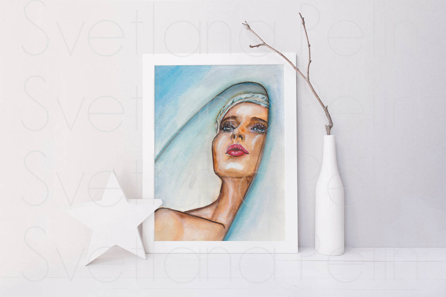 Isabella Rossellini, ORIGINAL Watercolor Painting, Artwork by Svetlana Pelin