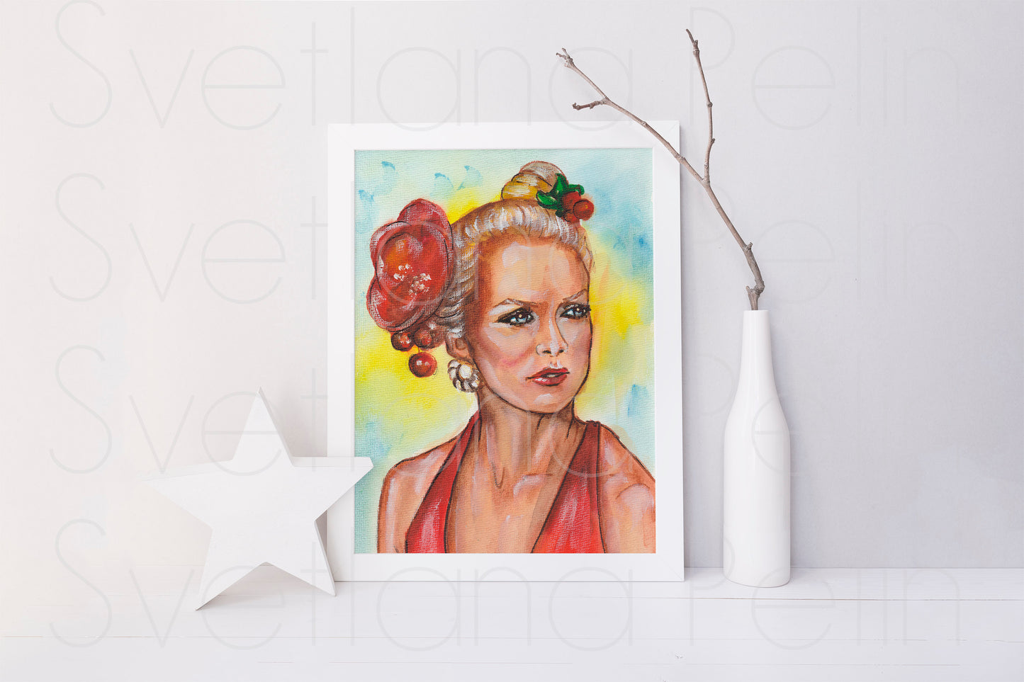 Goldie Hawn, Overboard, ORIGINAL Watercolor Painting,Artwork by Svetlana Pelin