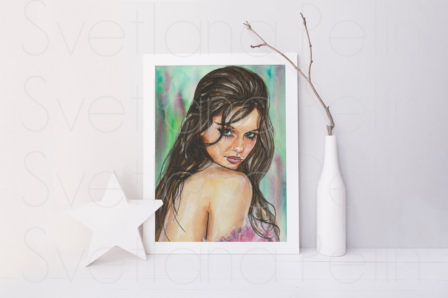Claudia Cardinale, ORIGINAL Watercolor Painting, Artwork by Svetlana Pelin