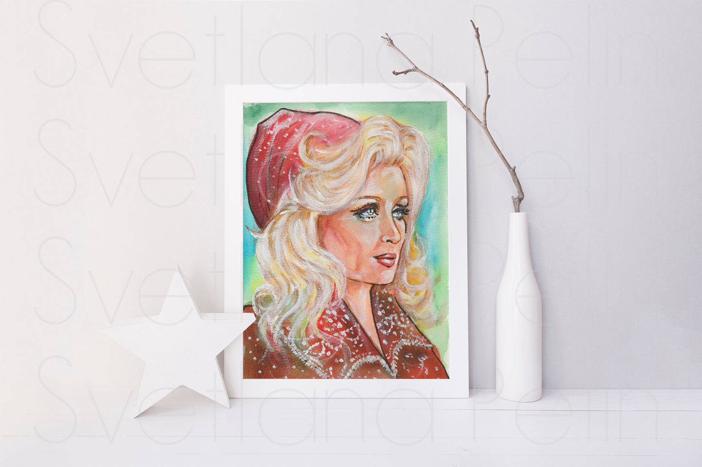 Dolly Parton, ORIGINAL Watercolour Painting, Artwork by Svetlana Pelin