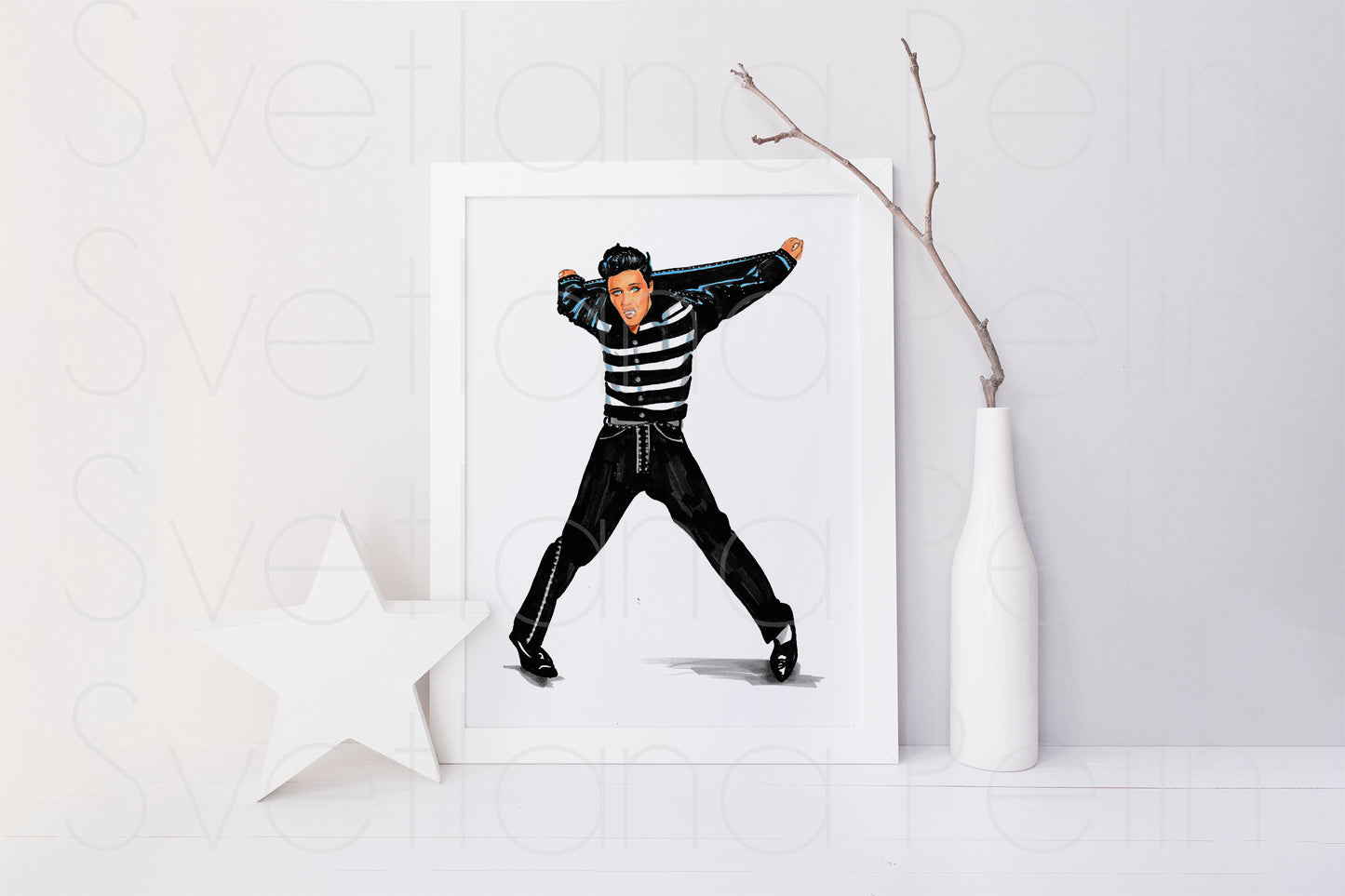 Elvis Presley, Jailhouse Rock, ORIGINAL Marker drawing, Artwork by Svetlana Pelin