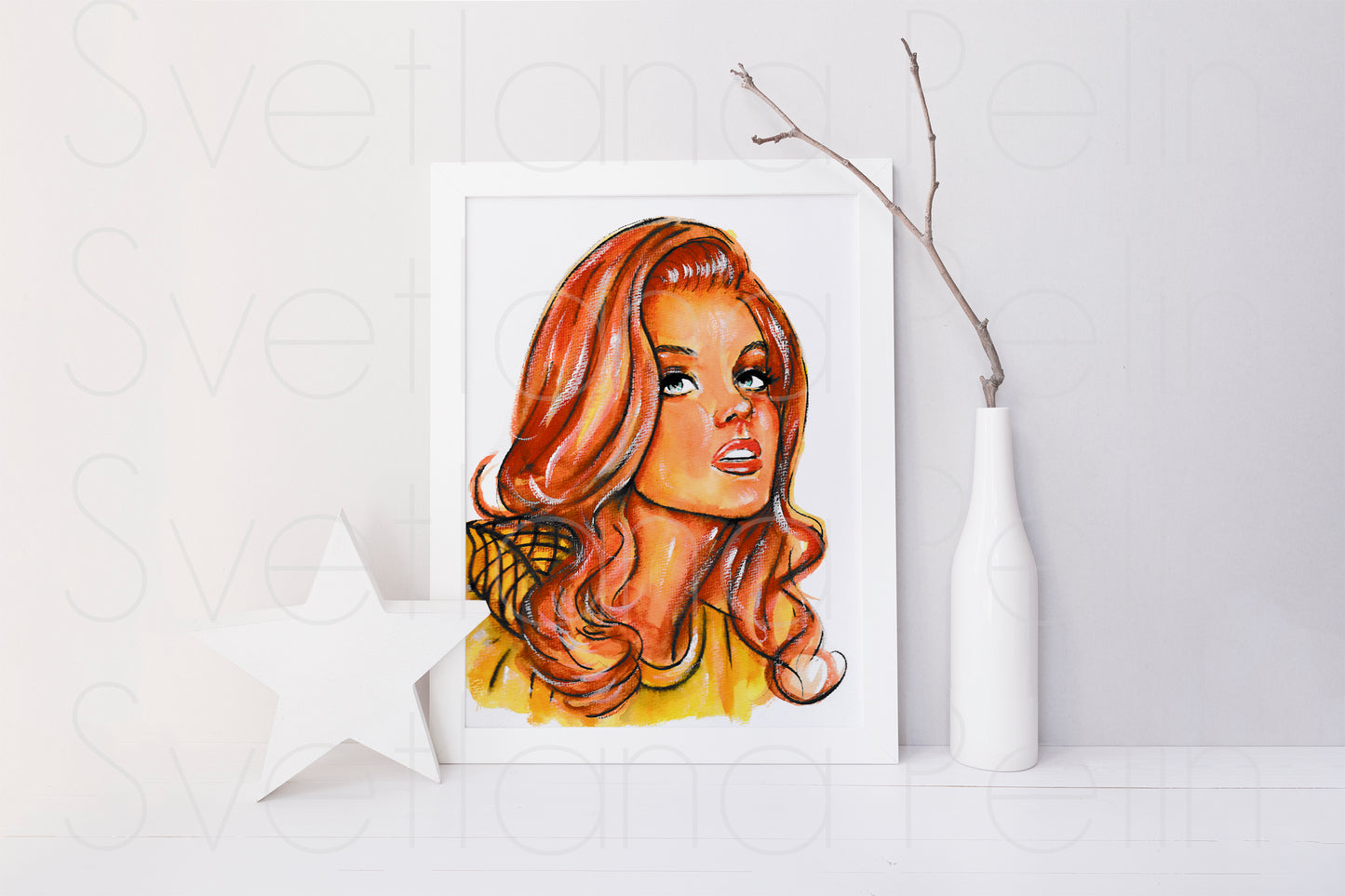 Ann-Margret, ORIGINAL Watercolor Painting, Artwork by Svetlana Pelin