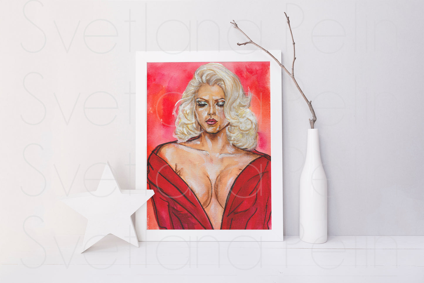 Anna Nicole Smith, ANS, ORIGINAL Watercolor Painting, Artwork by Svetlana Pelin