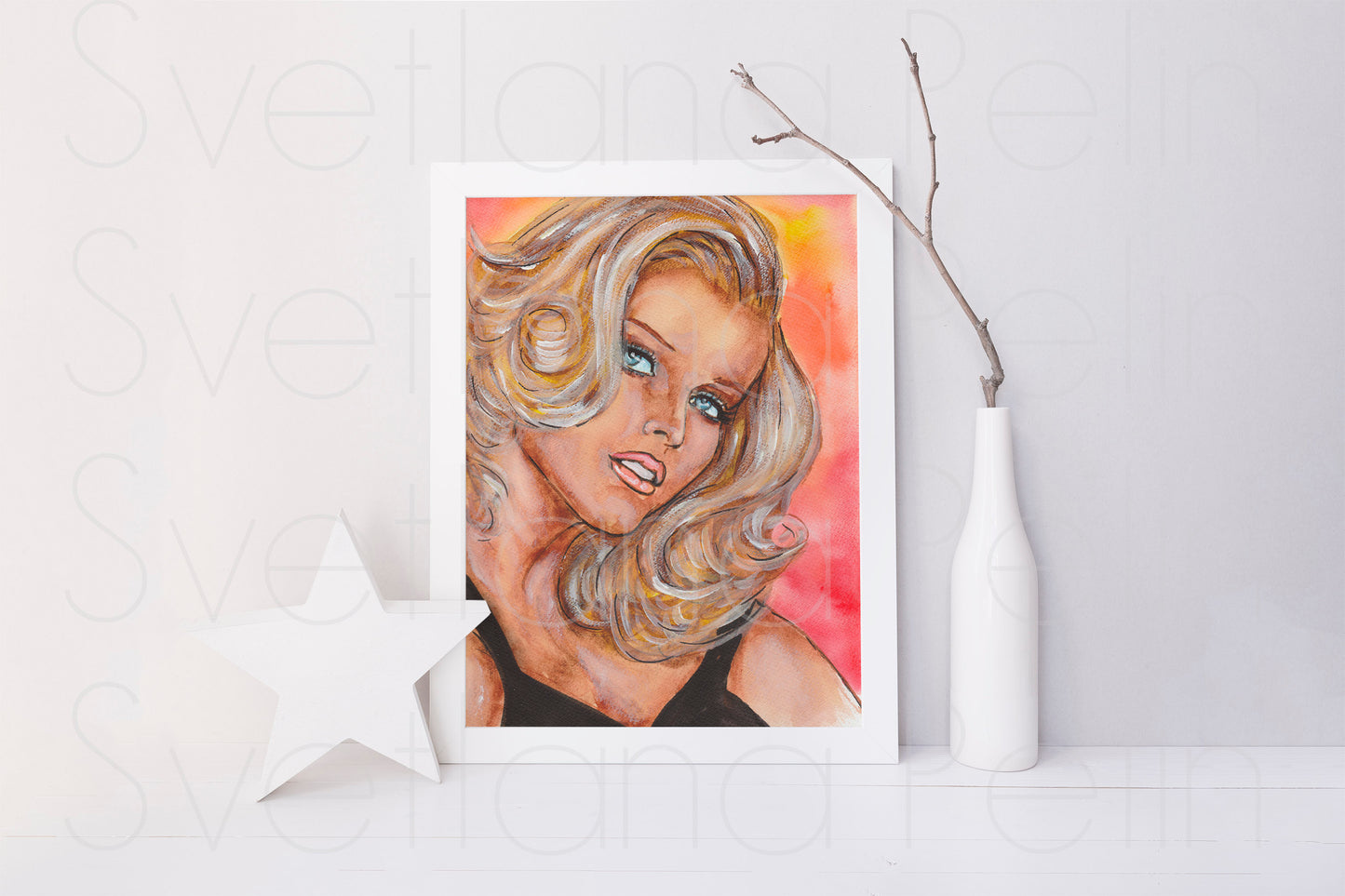 Anna Nicole Smith, ANS, ORIGINAL Watercolor Painting, Artwork by Svetlana Pelin