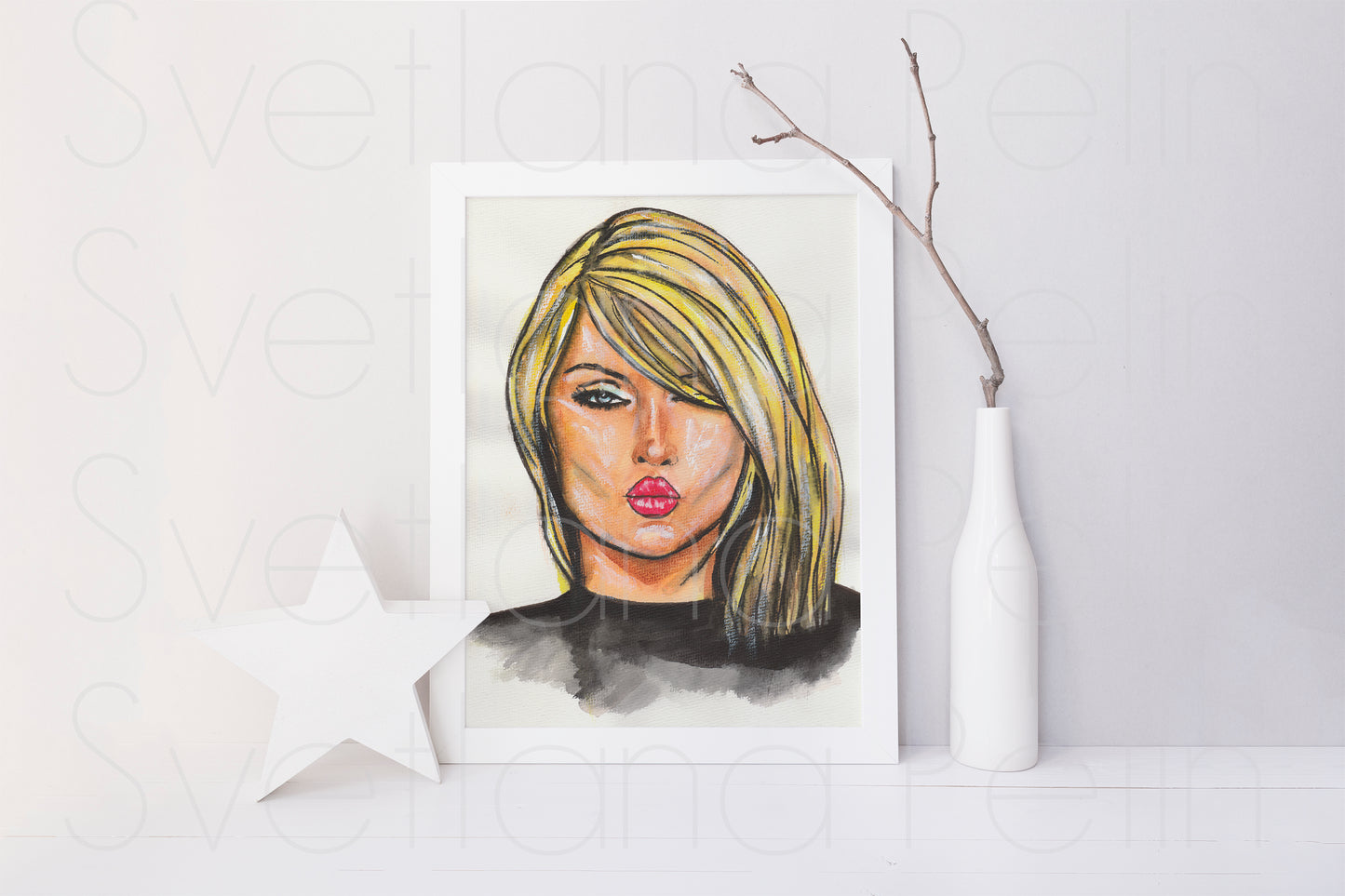 Blondie, Debbie Harry, ORIGINAL Watercolor Painting, Artwork by Svetlana Pelin