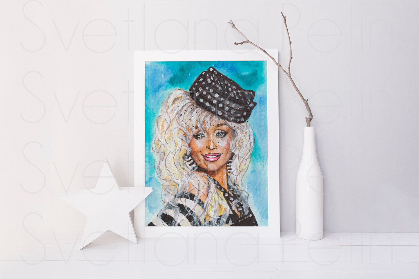 Dolly Parton, ORIGINAL Watercolor Painting, Artwork by Svetlana Pelin