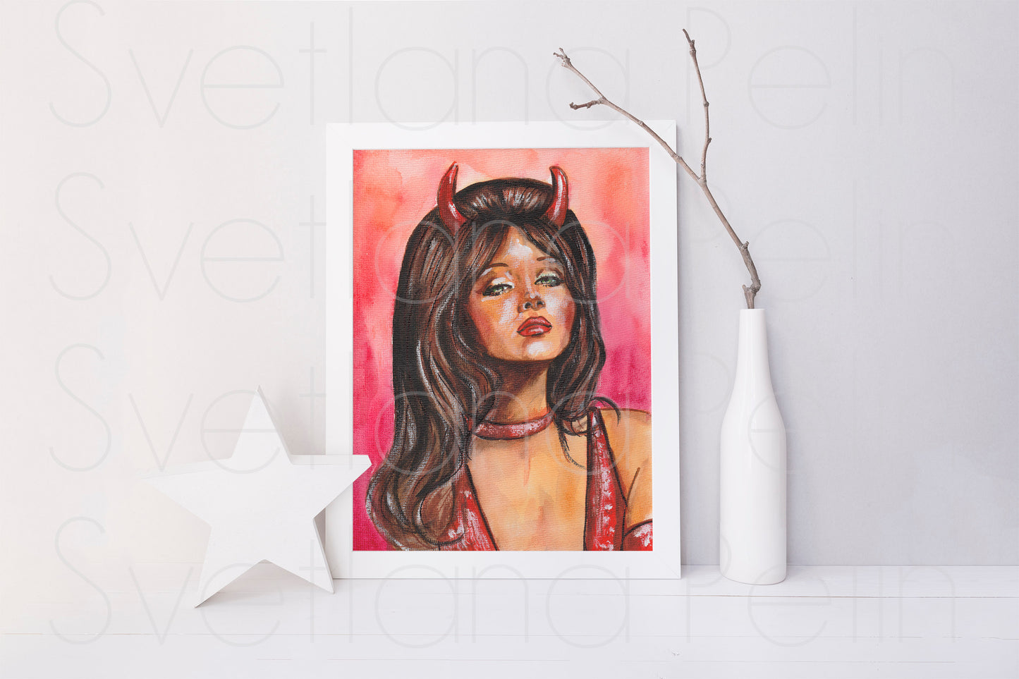 Beverly Hills, Shannen Doherty, ORIGINAL Watercolor Painting by Svetlana Pelin