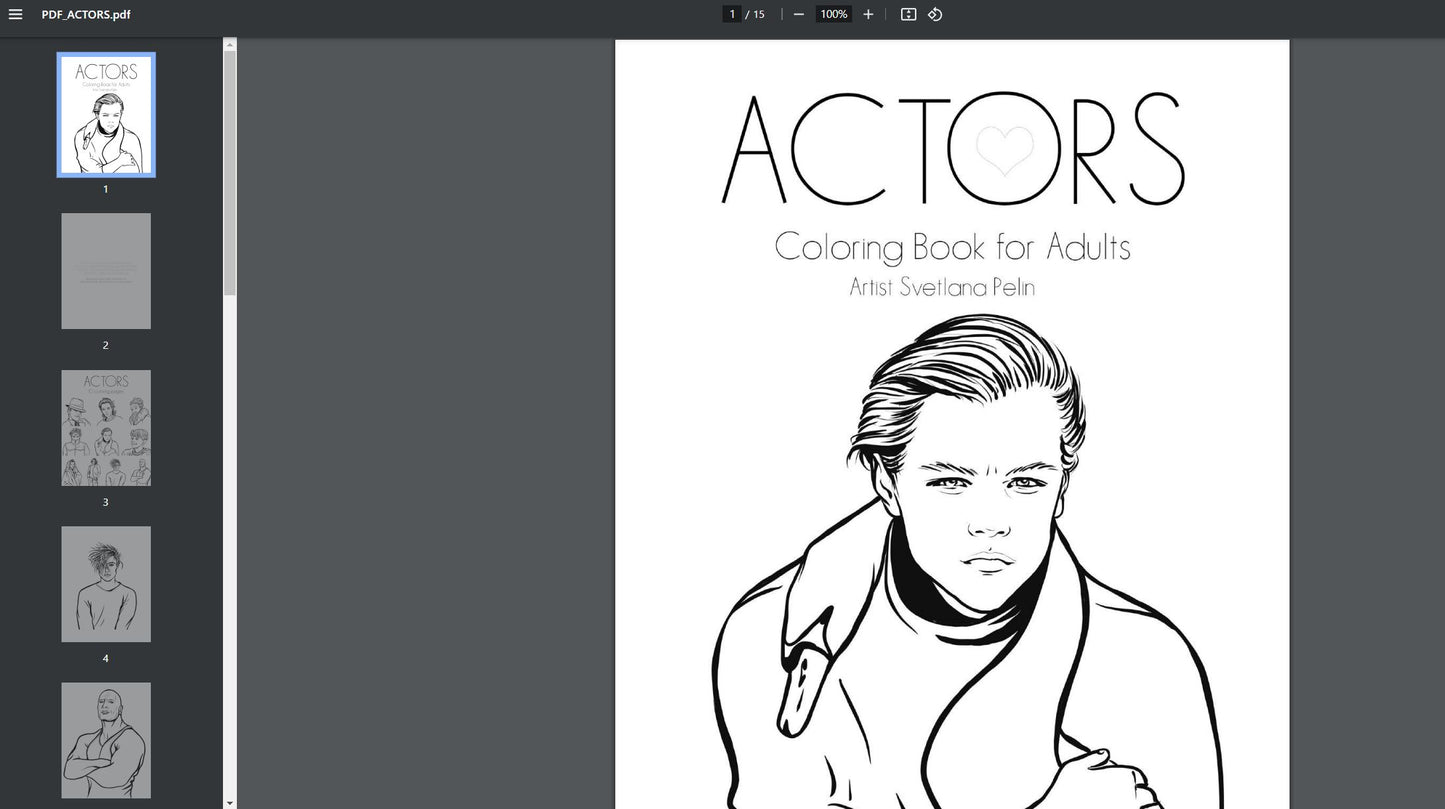 ACTORS, Coloring Book, INSTANT DOWNLOAD