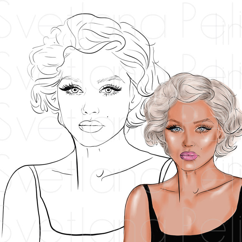Ana, Coloring Page, Printable Digital Files, INSTANT Download