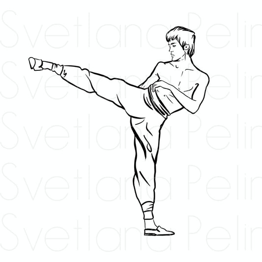 Bruce Lee, Coloring Page, Printable Digital Files, INSTANT Download