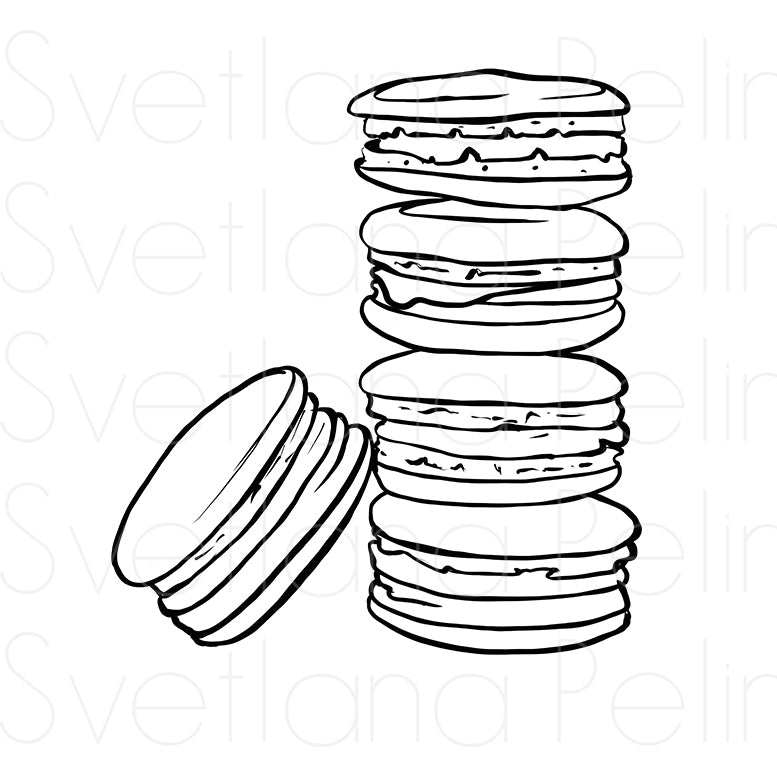 Macaroons, Food Dessert, Coloring Page, Printable Digital Files, INSTANT Download