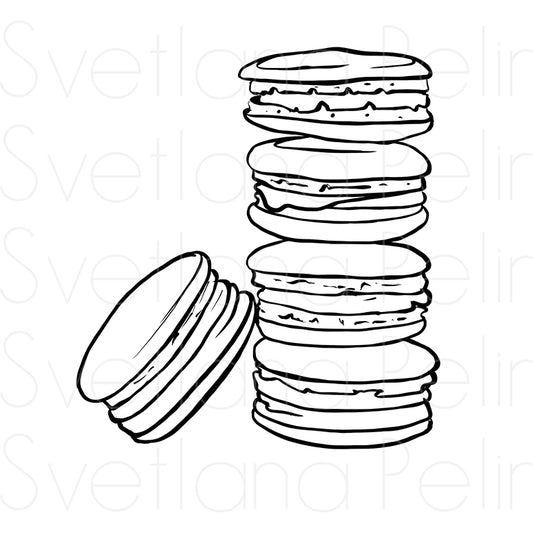 Macaroons, Food Dessert, Coloring Page, Printable Digital Files, INSTANT Download
