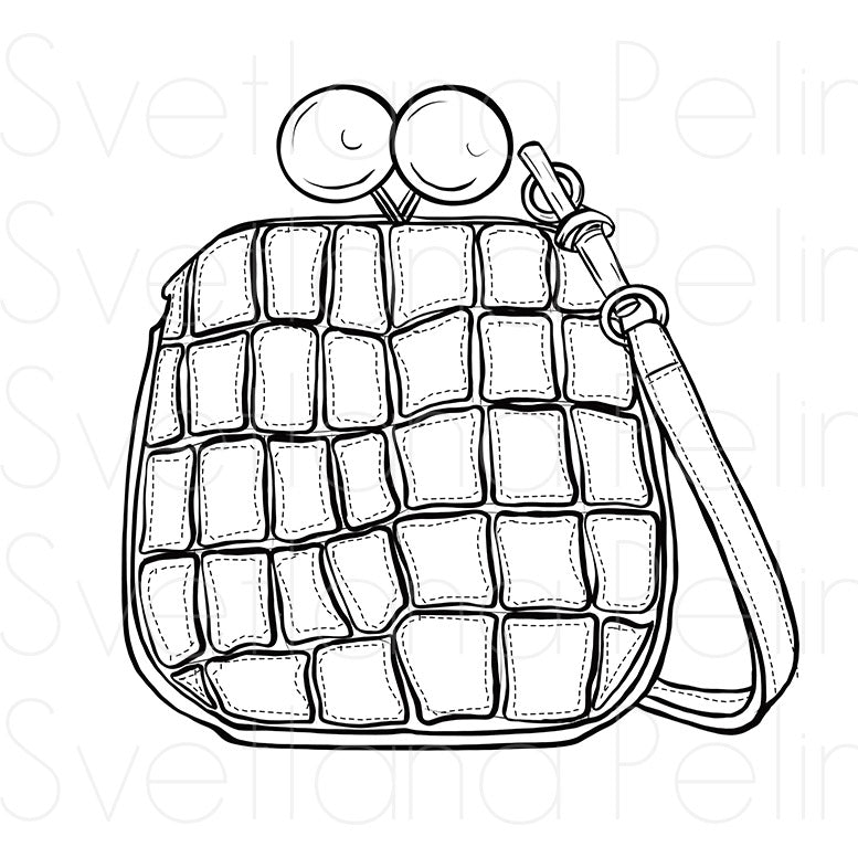 Designer Handbag, Luxury Bag, Purses for Women, Coloring Page, Printable Digital Files, INSTANT Download