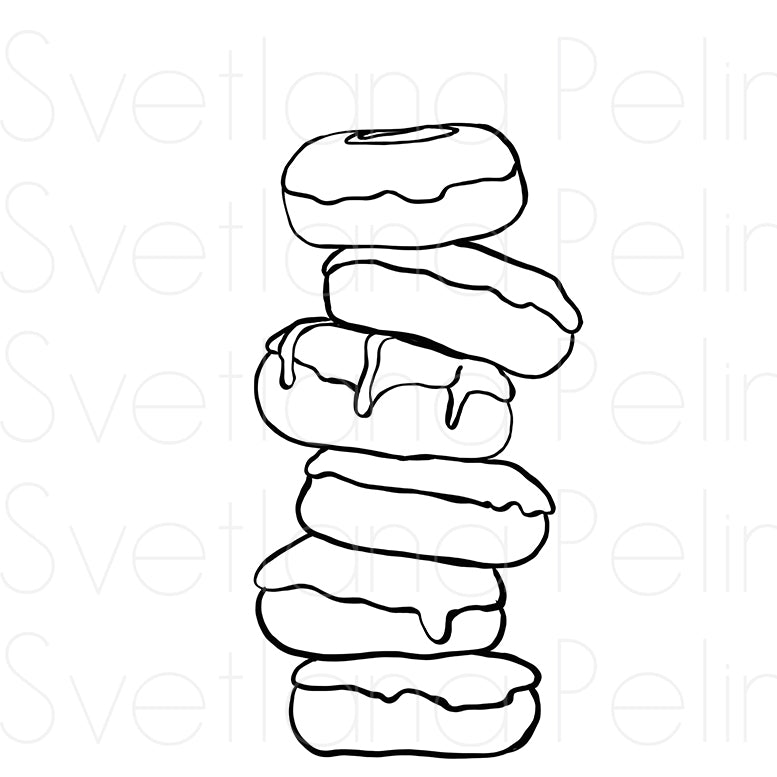Donuts, Doughnuts, Food Dessert, Coloring Page, Printable Digital Files, INSTANT Download