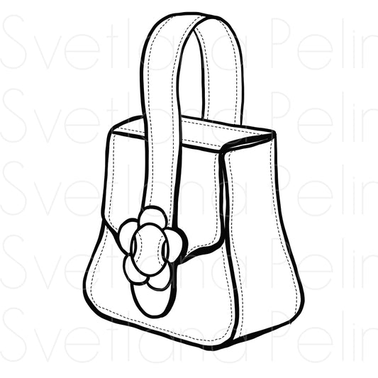 Designer Handbag, Luxury Bag, Purses for Women, Coloring Page, Printable Digital Files, INSTANT Download