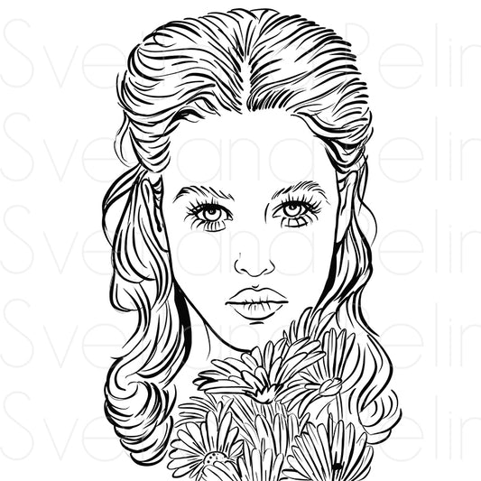 Monica Bellucci, Coloring Page, Printable Digital Files, INSTANT Download