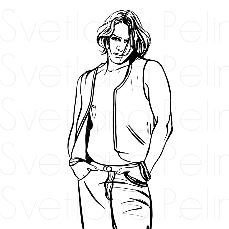 Keanu, Coloring Page, Printable Digital Files, INSTANT Download