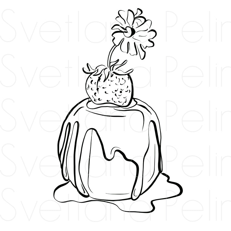 Cake, Food Dessert, Coloring Page, Printable Digital Files, INSTANT Download