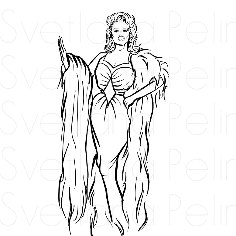 Jayne Mansfield, The Girl Can't Help It, Coloring Page, Printable Digital Files, INSTANT Download
