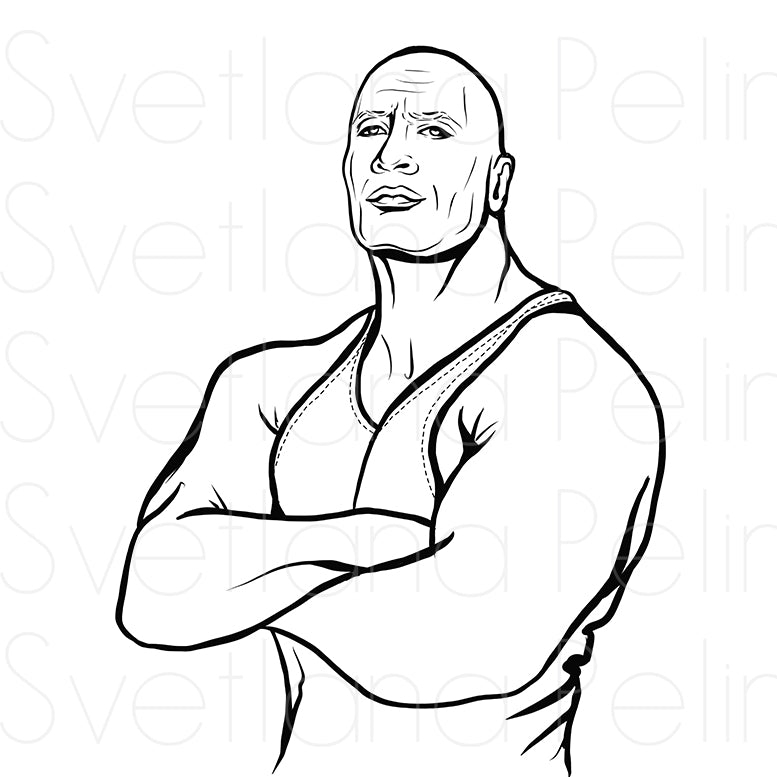 Dwayne Johnson, Coloring Page, Printable Digital Files, INSTANT Download