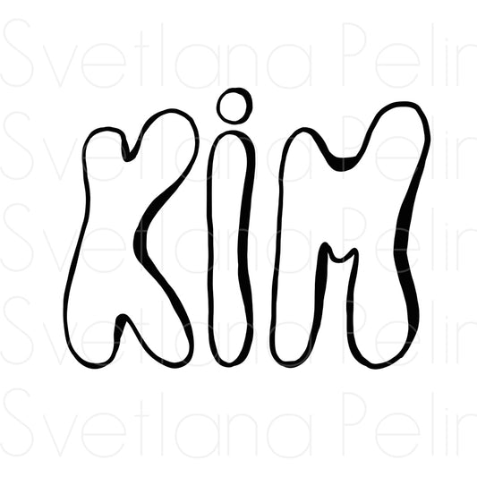 Kim, Girl Name, Coloring Page, Printable Digital Files, INSTANT Download