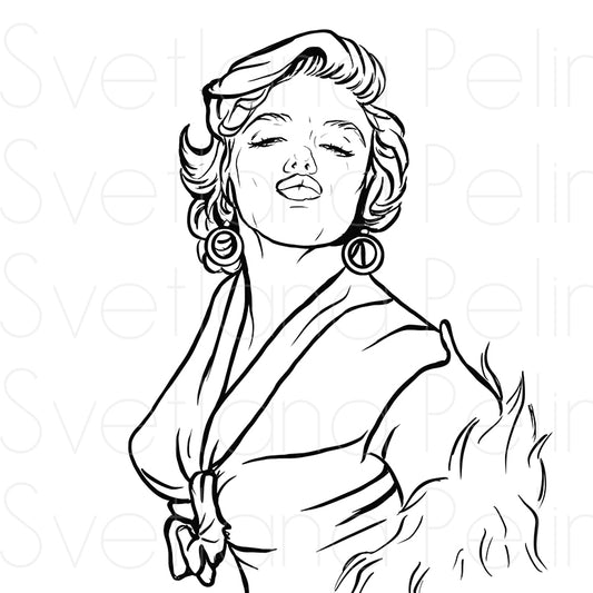 Marilyn Monroe, SYI, Coloring Page, Printable Digital Files, INSTANT Download