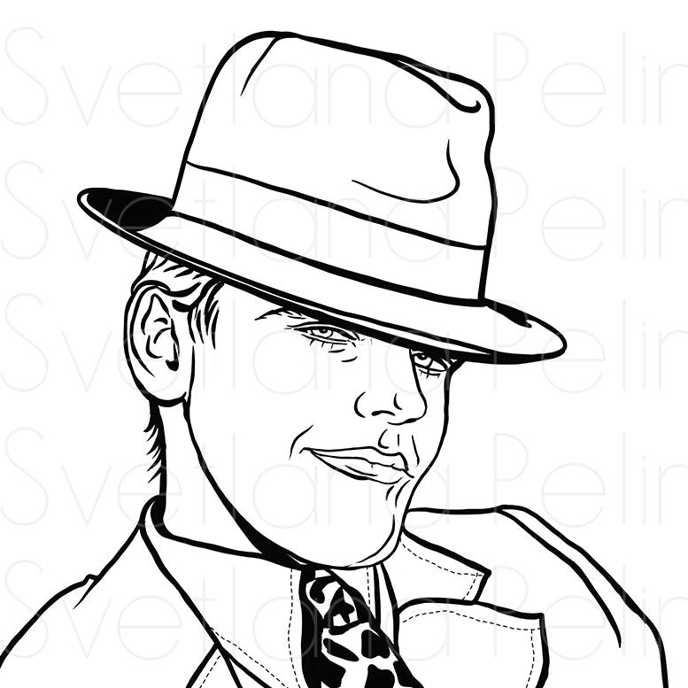 Jack Nicholson, Coloring Page, Printable Digital Files, INSTANT Download