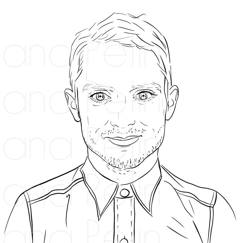 Elijah Wood, Coloring Page, Printable Digital Files, INSTANT Download