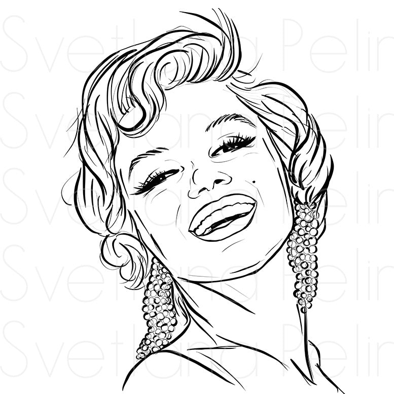 Marilyn Monroe, Coloring Page, Printable Digital Files, INSTANT Download