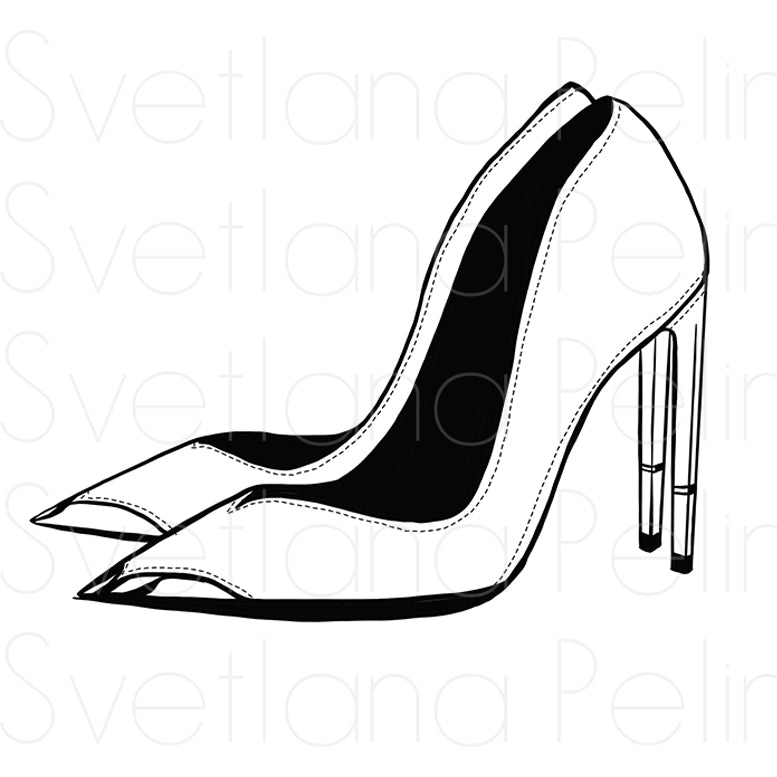 Stiletto, Women's Shoes, Coloring Page, Printable Digital Files, INSTANT Download
