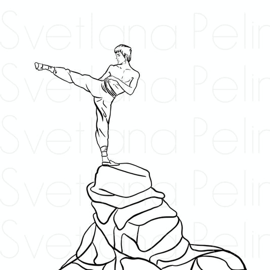 Bruce Lee, Coloring Page, Printable Digital Files, INSTANT Download