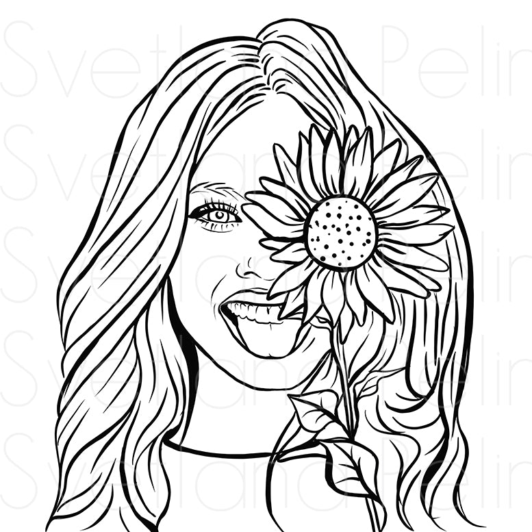 Ana, Coloring Page, Printable Digital Files, INSTANT Download