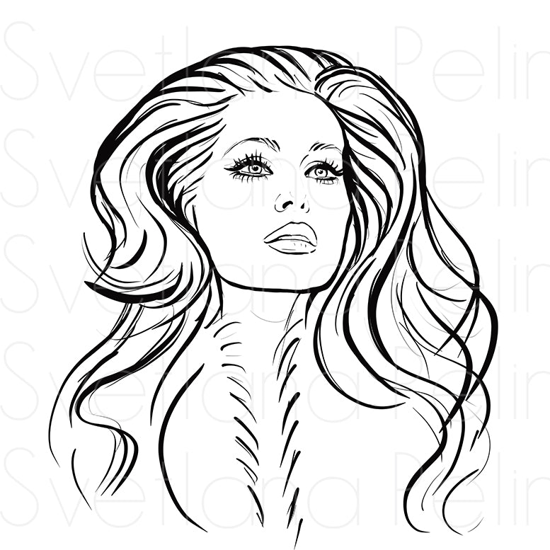Ursula Andress, Coloring Page, Printable Digital Files, INSTANT Download