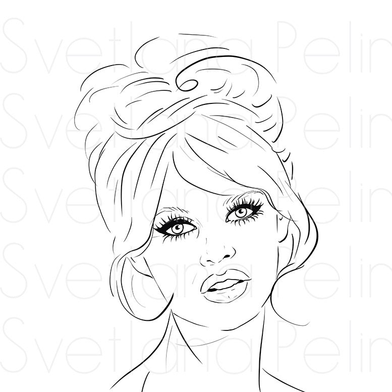 Brigitte, Coloring Page, Printable Digital Files, INSTANT Download