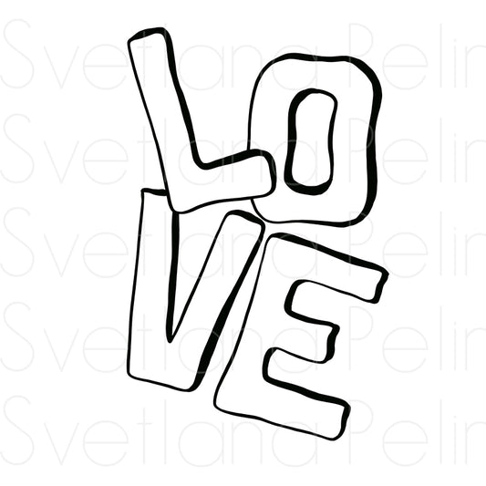 Love, Letters, Words, Coloring Page, Printable Digital Files, INSTANT Download