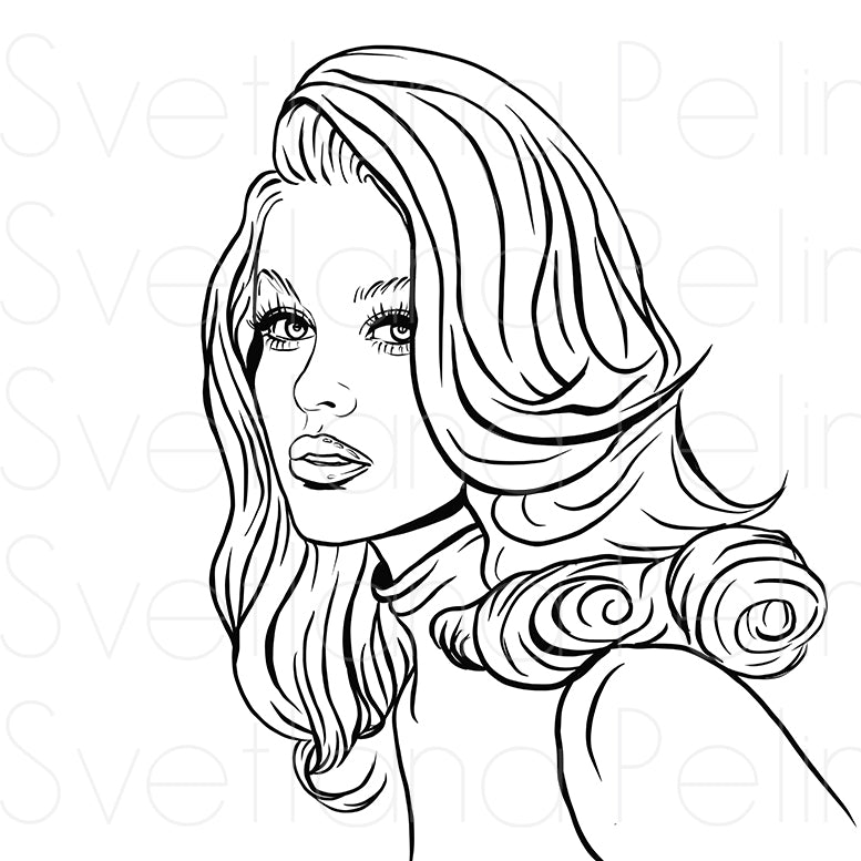 Ann-Margret, Coloring Page, Printable Digital Files, INSTANT Download