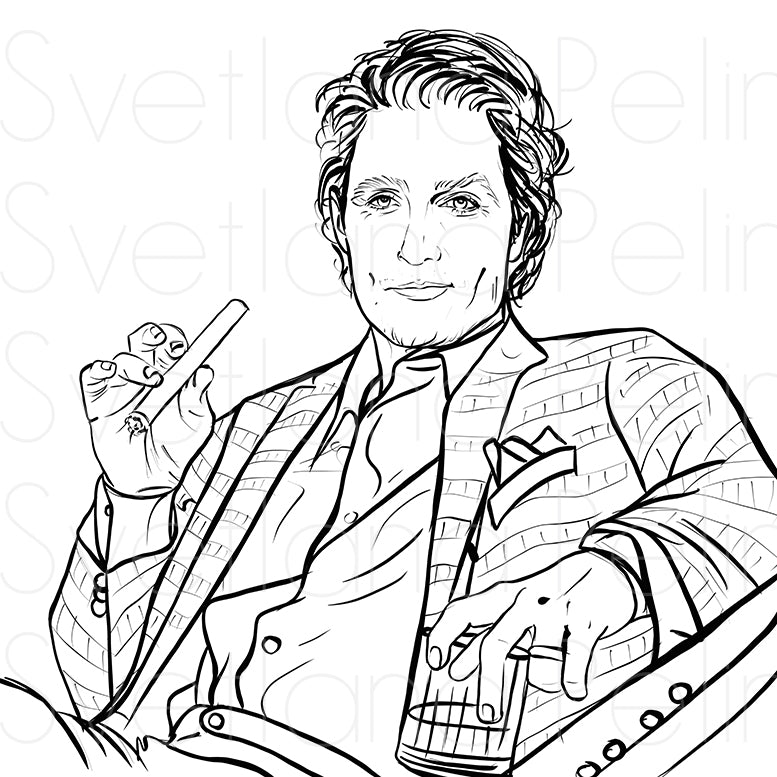Matthew McConaughey, Coloring Page, Printable Digital Files, INSTANT Download