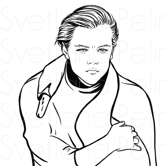 Leonardo DiCaprio, Coloring Page, Printable Digital Files, INSTANT Download