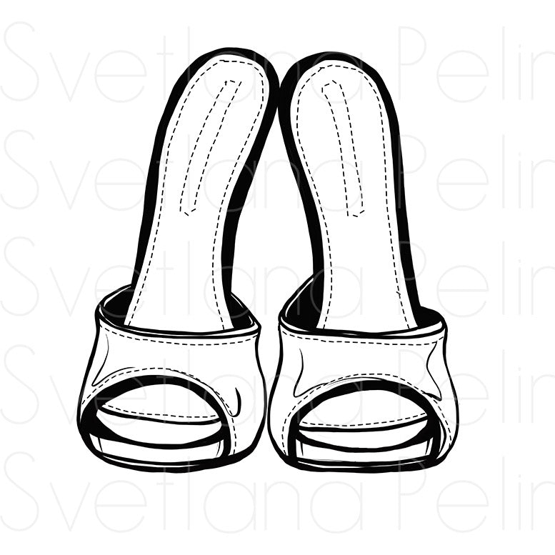 Mules, Women's Shoes, Coloring Page, Printable Digital Files, INSTANT Download